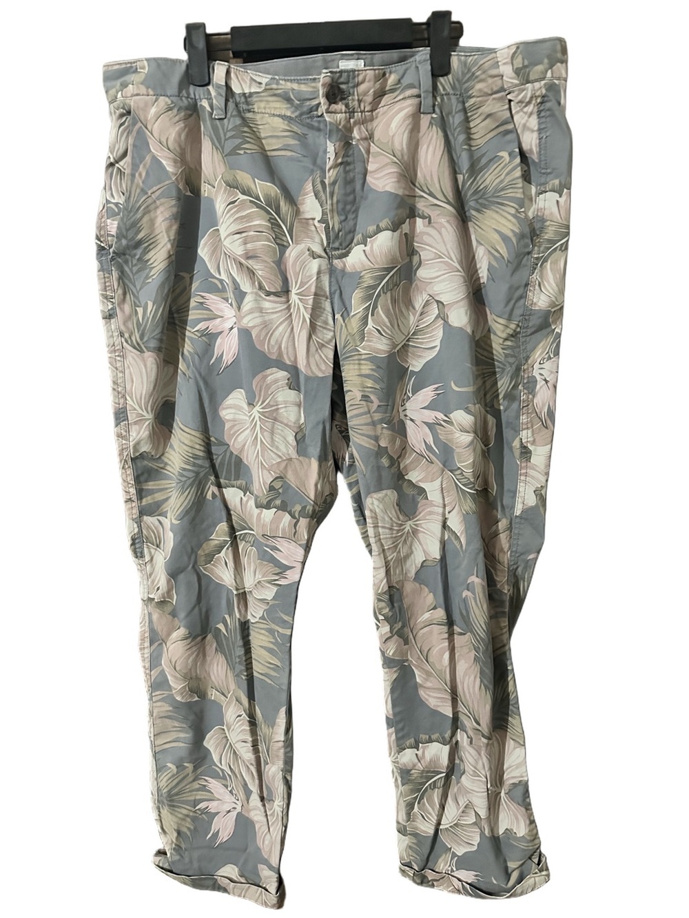 GAP Girlfriend Chinos Tropical Print Cotton Blend Stretch Pink Grey Size 18